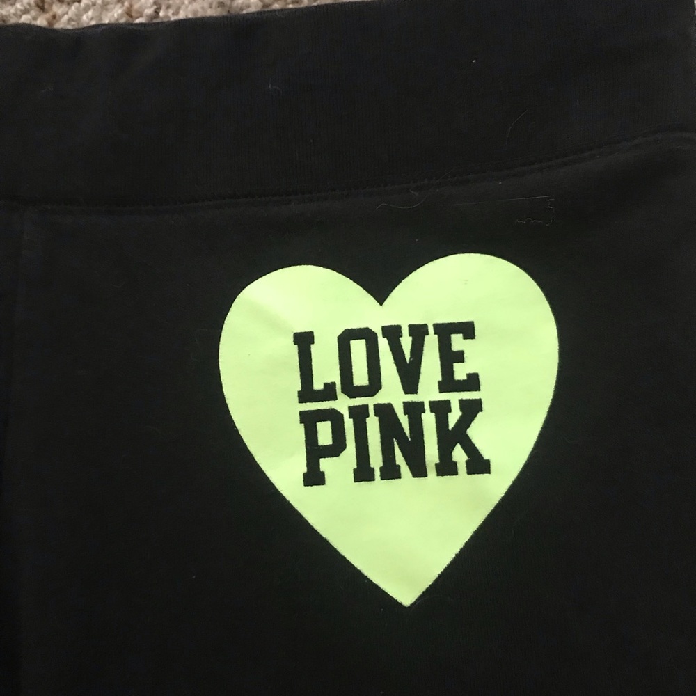 VS PINK | black and lime green sweatpants - Picture 2 of 8